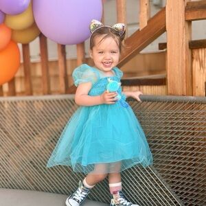 All Small Co Turquoise Tulle Dress, 2T
